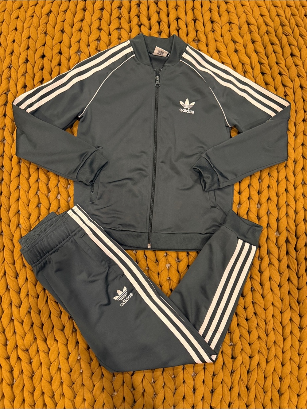 Adidas Kids Hunter Green Three-Stripe Track Jacket & Joggers